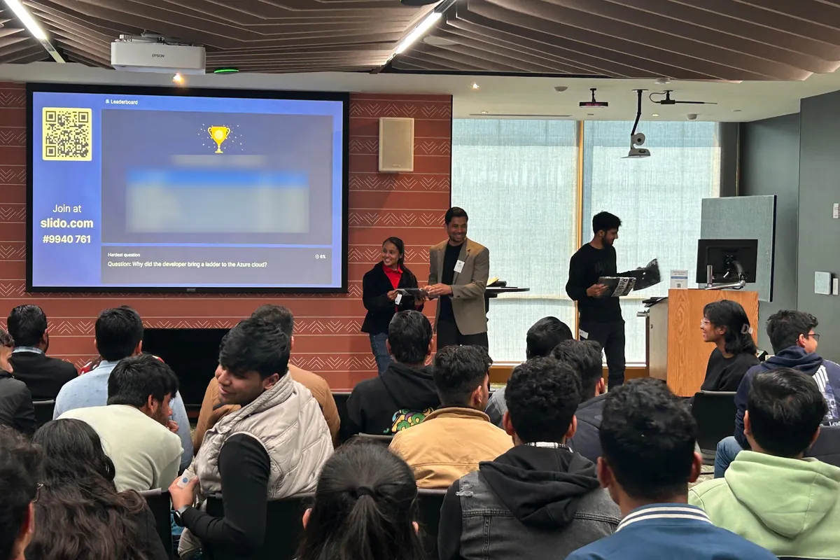 Prize round after a live quiz at a hands-on AI session at Microsoft, Gurugram